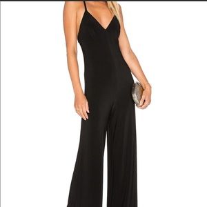 Norma Kamali Black Wide-Leg Jumpsuit with Spaghetti Straps